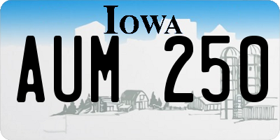 IA license plate AUM250