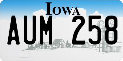 IA license plate AUM258