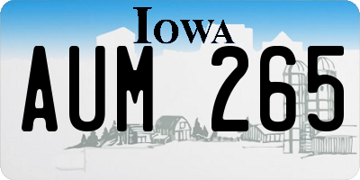 IA license plate AUM265