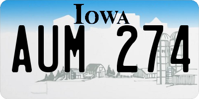 IA license plate AUM274