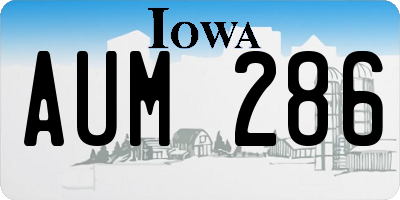 IA license plate AUM286