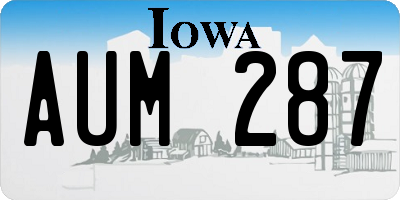 IA license plate AUM287