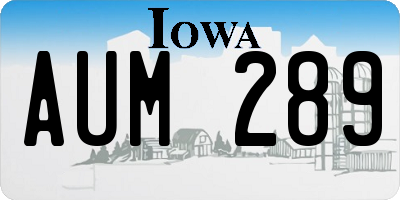IA license plate AUM289