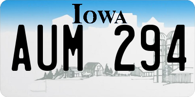 IA license plate AUM294