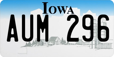 IA license plate AUM296