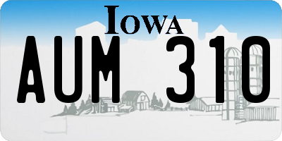 IA license plate AUM310