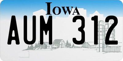 IA license plate AUM312