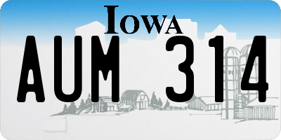 IA license plate AUM314