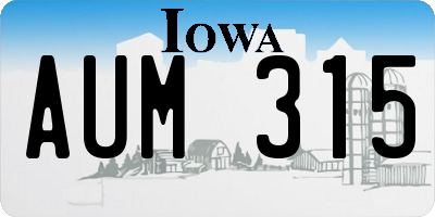 IA license plate AUM315