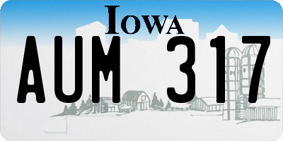IA license plate AUM317