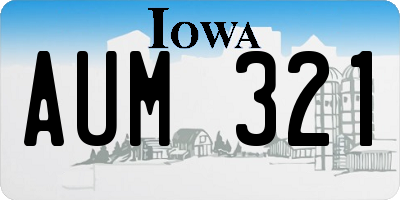 IA license plate AUM321