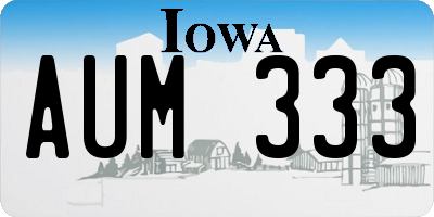 IA license plate AUM333