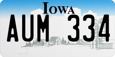 IA license plate AUM334