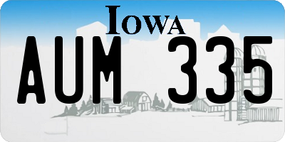 IA license plate AUM335