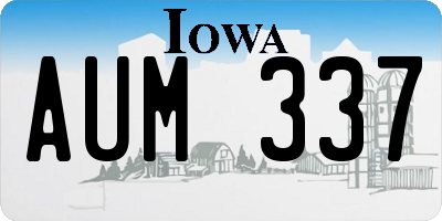 IA license plate AUM337