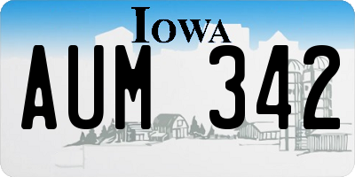 IA license plate AUM342