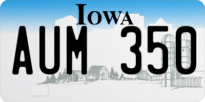 IA license plate AUM350