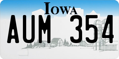 IA license plate AUM354