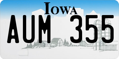 IA license plate AUM355