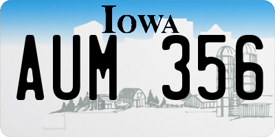IA license plate AUM356