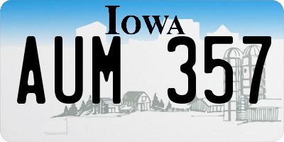 IA license plate AUM357