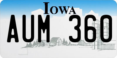 IA license plate AUM360