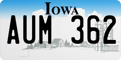 IA license plate AUM362
