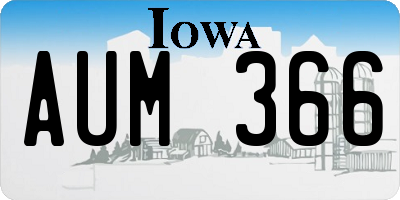 IA license plate AUM366