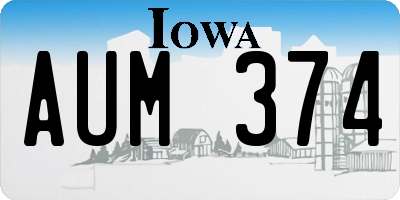 IA license plate AUM374