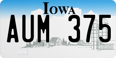 IA license plate AUM375