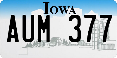 IA license plate AUM377