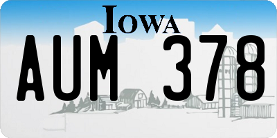 IA license plate AUM378