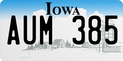 IA license plate AUM385