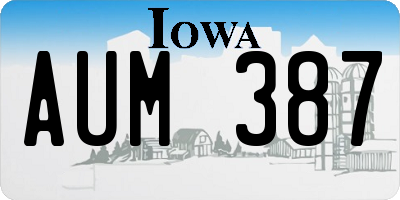 IA license plate AUM387