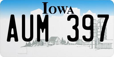 IA license plate AUM397