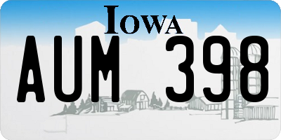 IA license plate AUM398
