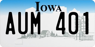 IA license plate AUM401
