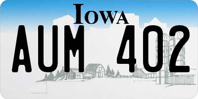 IA license plate AUM402