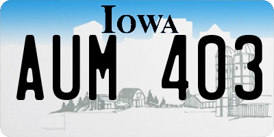 IA license plate AUM403