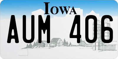 IA license plate AUM406