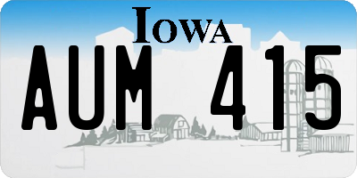 IA license plate AUM415
