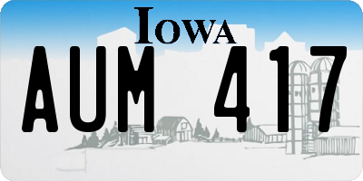 IA license plate AUM417