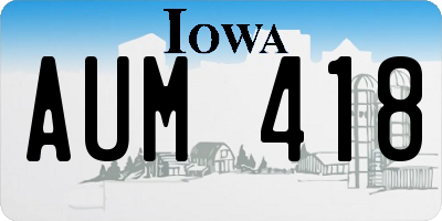 IA license plate AUM418