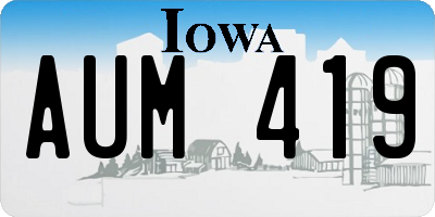 IA license plate AUM419