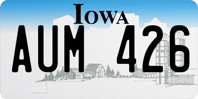IA license plate AUM426