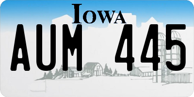 IA license plate AUM445