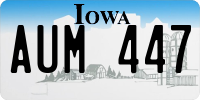 IA license plate AUM447