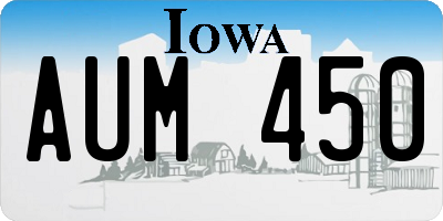 IA license plate AUM450