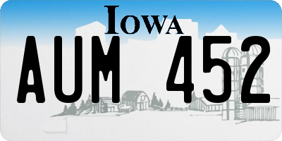 IA license plate AUM452