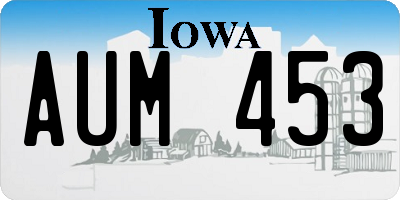 IA license plate AUM453